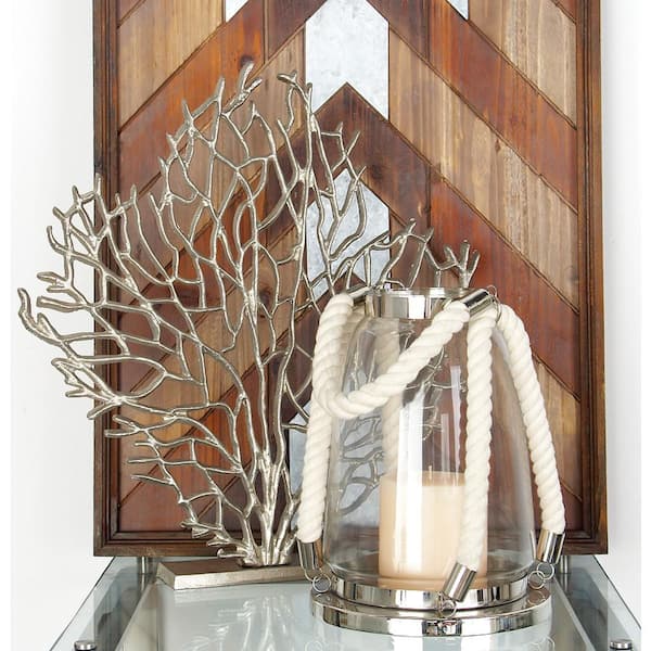 3 in. x 21 in. Silver Aluminum Coral Sculpture