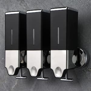 3 x 500ml per Cup Wall Mounted Manual Soap Dispenser, Black
