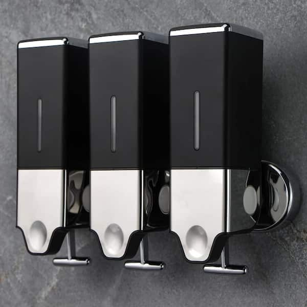 3 x 500ml per Cup Wall Mounted Manual Soap Dispenser, Black