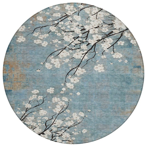 Chantille Machine Washable Indoor/Outdoor Abstract ACN2248 Denim 8 ft. x 8 ft. Area Rug