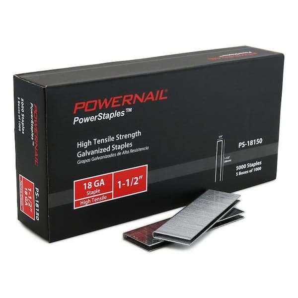 POWERNAIL 1/4 in. x 1-1/2 in. 18-Gauge Glue Collated Narrow Crown Staples for Woodwork and Flooring (5000 per Box)