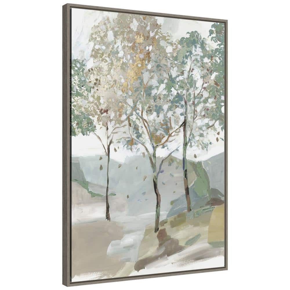Breezy Landscape Trees II Canvas Print with Sylvie Greywash Frame