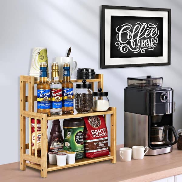 Sorbus Bamboo Coffee Bar Organizer, Wooden Storage Shelf for Kitchen  Countertop, Coffee Station Accessories Rack (3-Tier) BAM-3T-C-HD