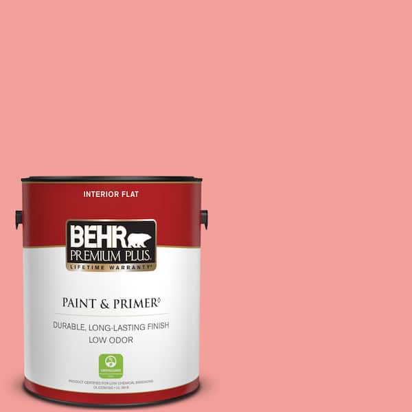 BEHR PREMIUM PLUS 1 gal. #150B-4 Pink Eraser Flat Low Odor Interior Paint & Primer