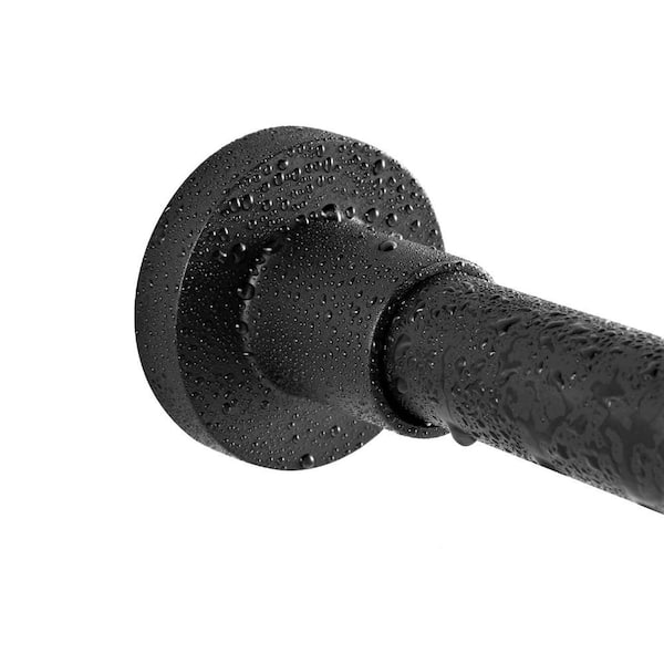 73 in. Stainless Steel Never Rust Tension Curtain Rod in Matte Black,  Heavy Duty Shower Curtain Rod for Bathroom