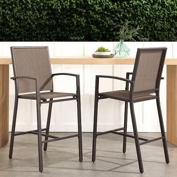 Unbranded Metal Outdoor Bar Stool (2-Pack) with Footrests