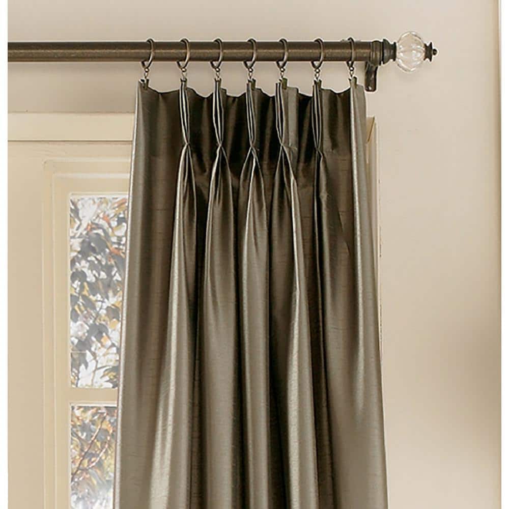 Bronze Faux Silk 120" Pinch Pleat Curtain Panel