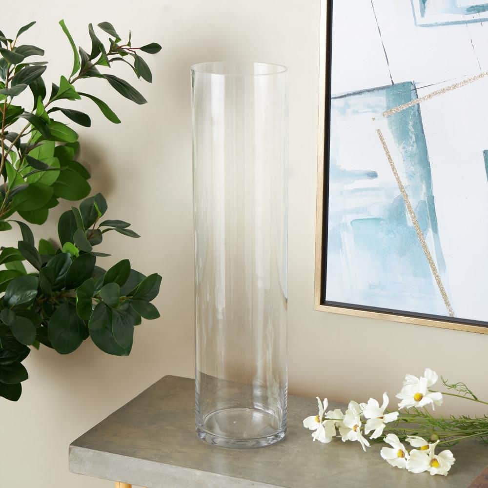Tall Glass Vase① Litton Lane Clear Tall Glass Decorative Vase 048089 - The Home Depot