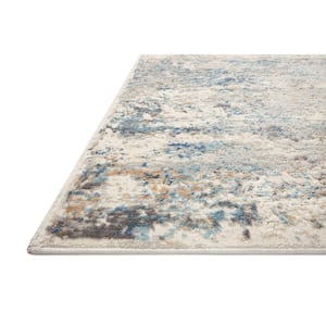 Estelle Ivory/Ocean 9 ft. 3 in. x 12 ft. 10 in. Abstract Polypropylene/Polyester Area Rug