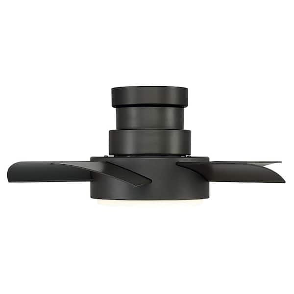 Vox 26 in. LED Indoor/Outdoor Bronze 5-Blade Smart Flush Mount Ceiling Fan with 3000K Light Kit and Remote Control