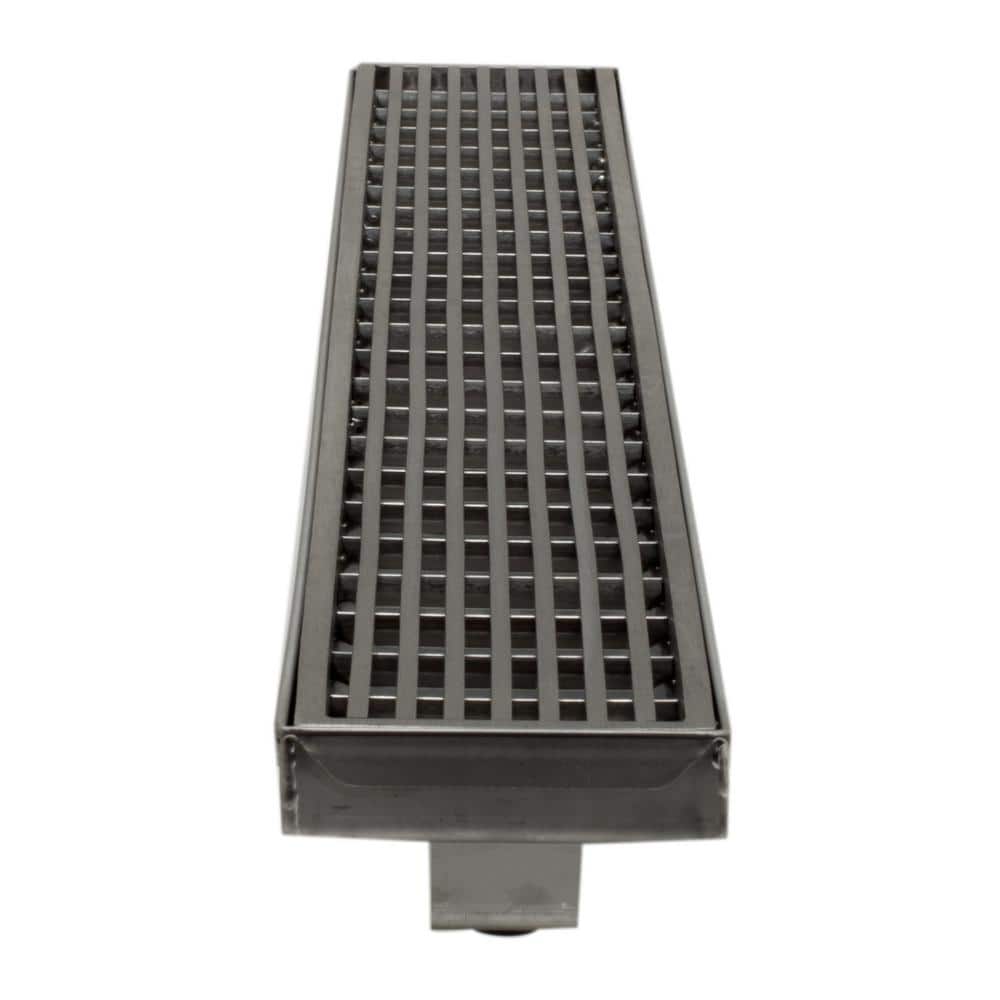 24" Brushed Stainless Steel Linear Shower Drain with Groove Lines