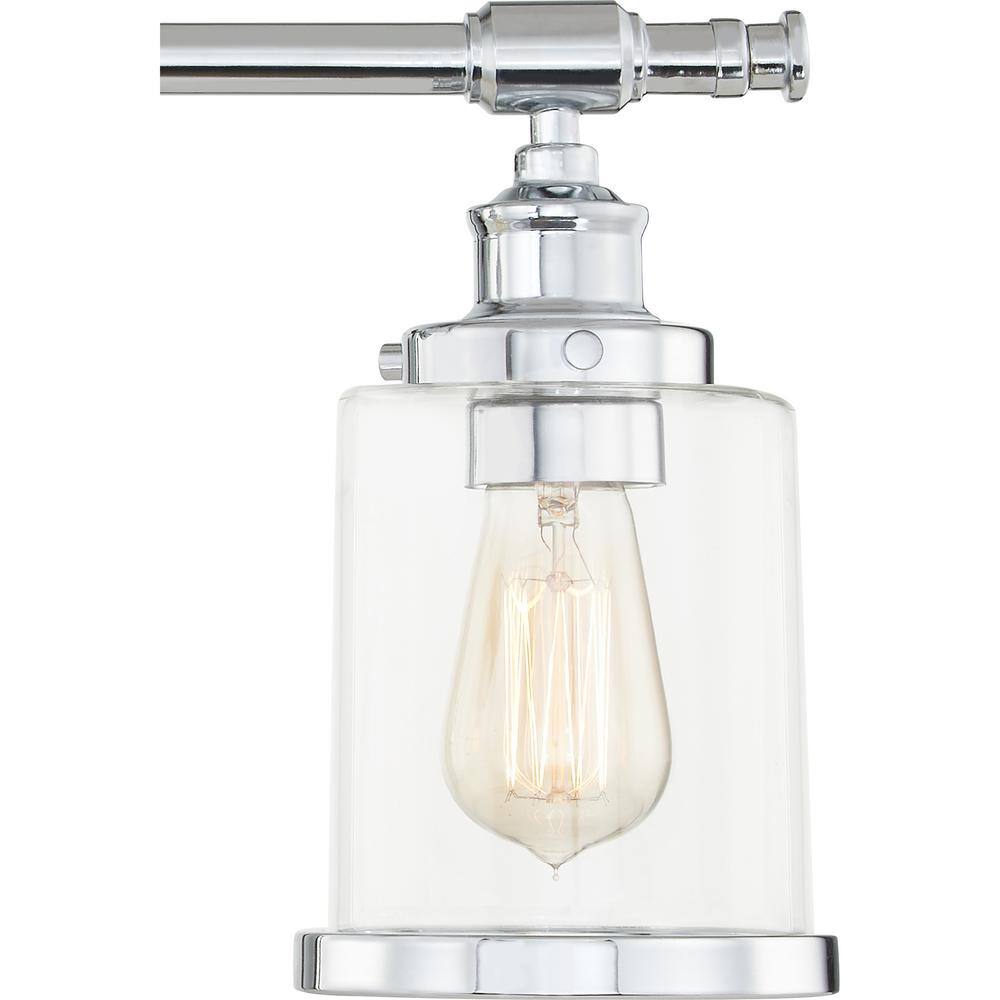 Polished Chrome 3-Light Dimmable Vanity Light with Glass Shades