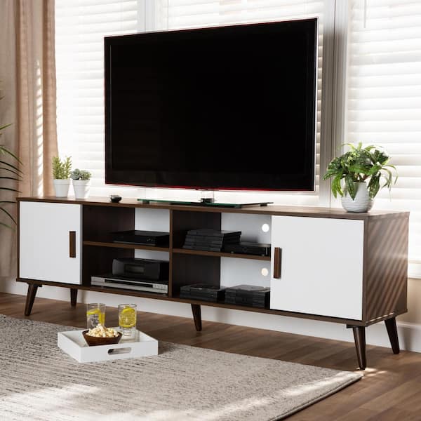 Reviews for Baxton Studio Quinn Walnut and White Modern TV Stand