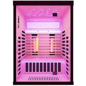 Felixo 2-Person Indoor Canadian Hemlock Luxury Infrared Sauna with 9 Carbon Crystal Heaters and Chromotherapy Lights