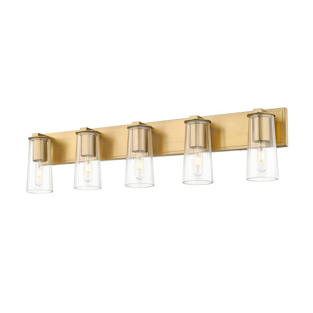 Modern Gold 5-Light Dimmable Cylinder Vanity Fixture