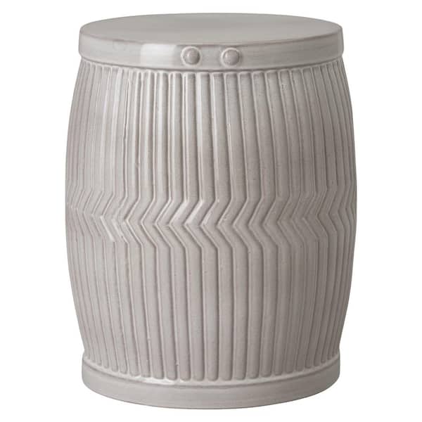 Dolly Tub 22 in. H Glossy Glaze Gray Round Ceramic Garden Stool