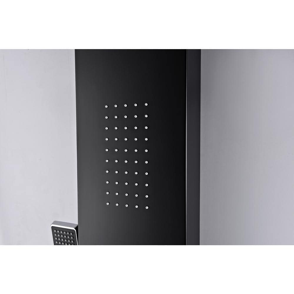 Black Aluminum 66'' Shower Panel with Rain Shower Head