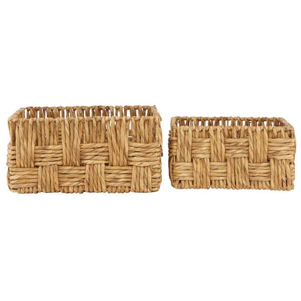 Jute Handmade Storage Basket with Handles (Set of 2)