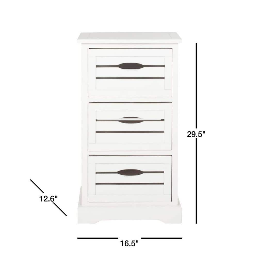 Samara Distressed Cream Pine Wood 3-Drawer Night Table
