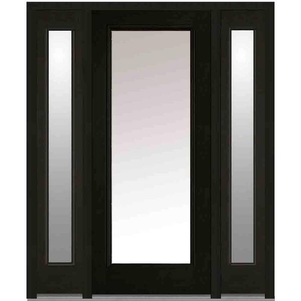 MMI Door 64 in. x 80 in. Classic Right-Hand Inswing Full Lite Clear Stained Fiberglass Oak Prehung Front Door with Sidelites