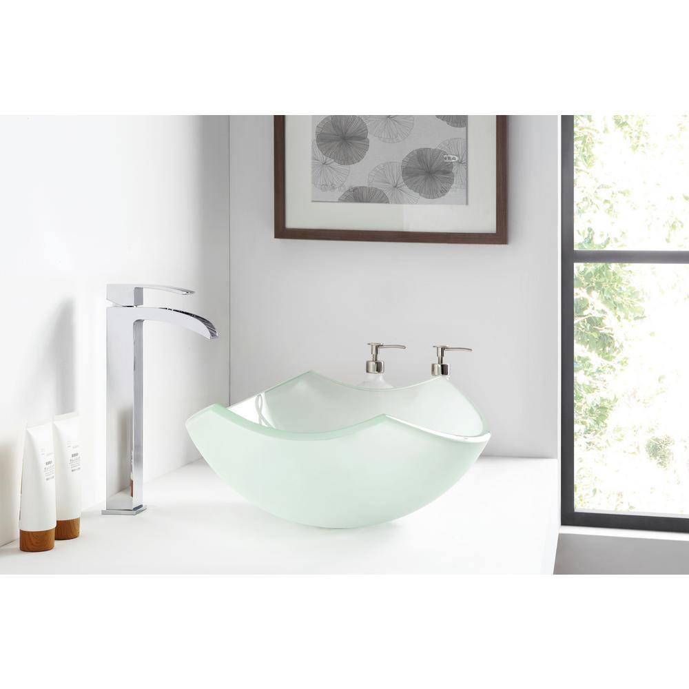 Lustrous Frosted 19.7'' Clear Glass Oval Vessel Sink