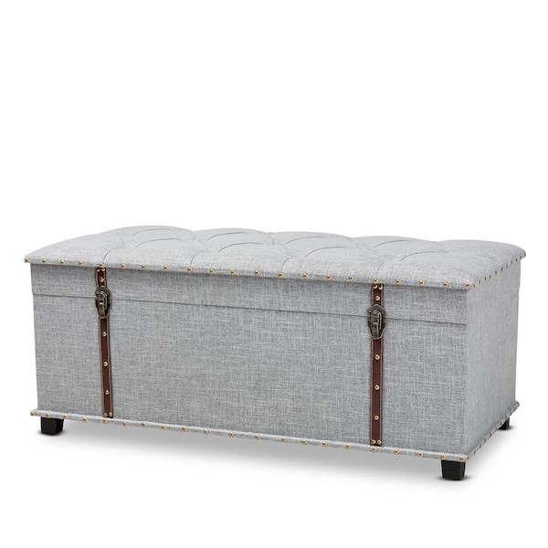 Baxton Studio Kyra Grey Storage Trunk Ottoman