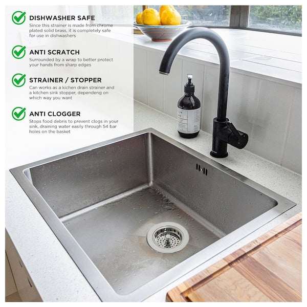 Hibbent Universal 3 In 1 Kitchen Sink Drain Strainer With Sink Stopper
