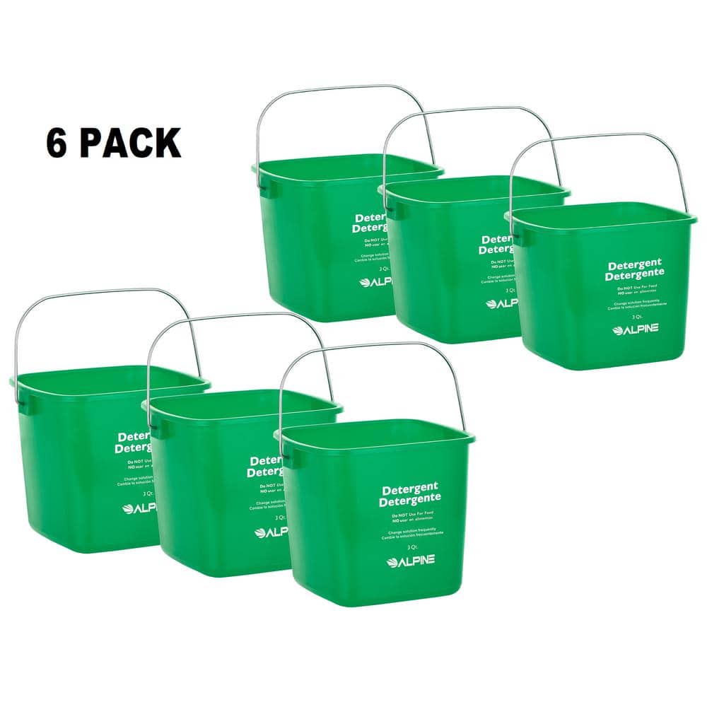 Small Green Detergent Bucket - 3 Quart Cleaning Pail - Set of 3 Square  Containers