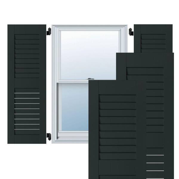 Ekena Millwork 18 in. x 74 in. Exterior Real Wood Pine Louvered Shutters  Pair Dark Green RWL18X074DGP - The Home Depot