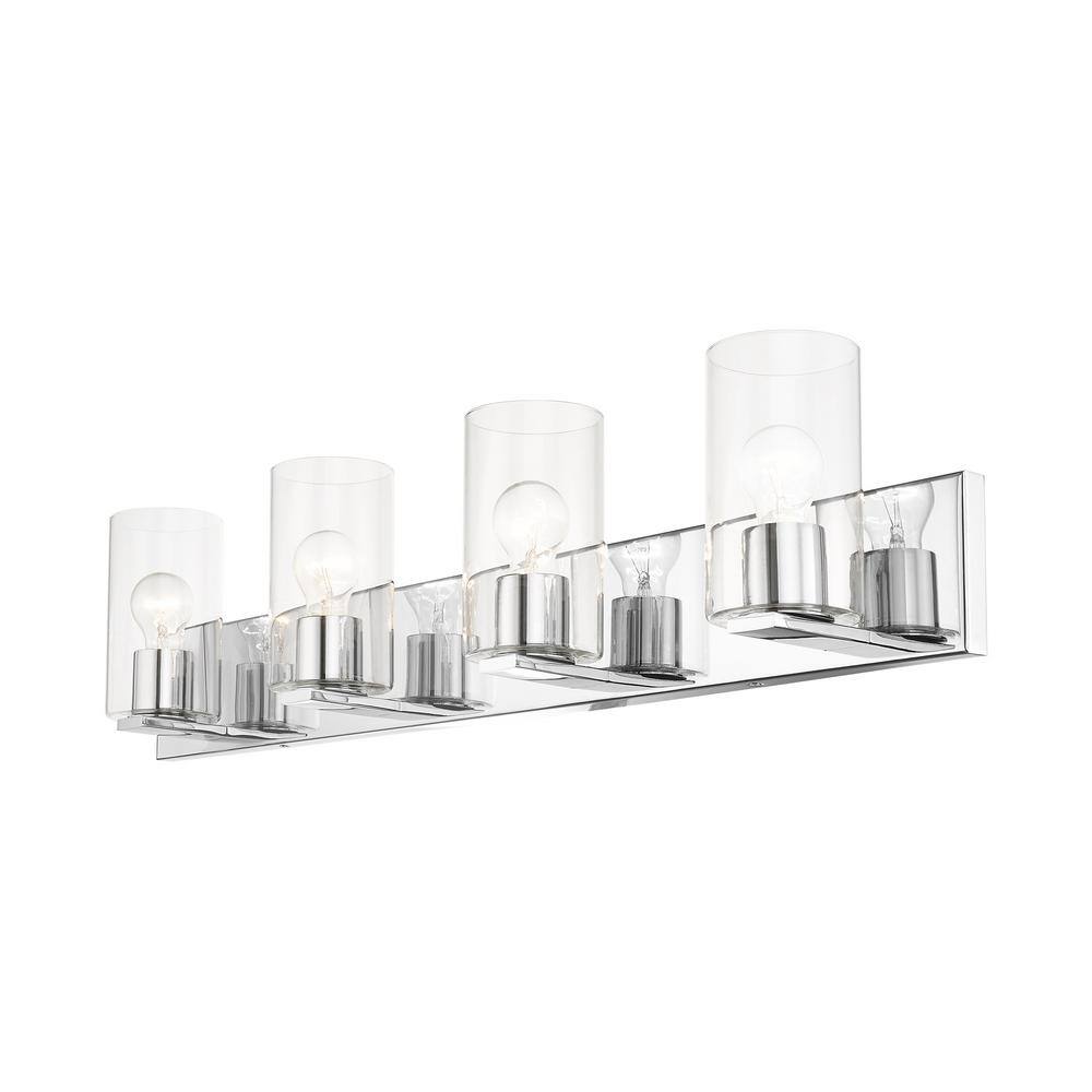 Zurich 4-Light Polished Chrome Vanity with Clear Glass