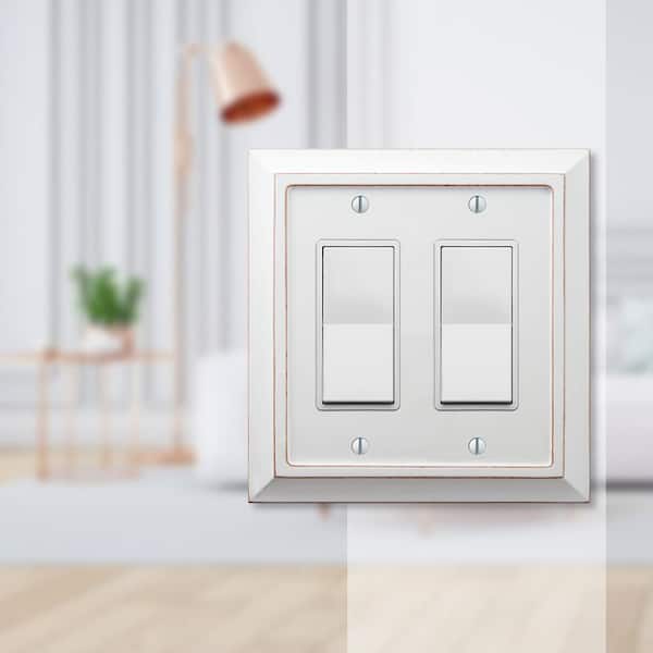 Savannah 2 Gang Rocker Wood Wall Plate - White