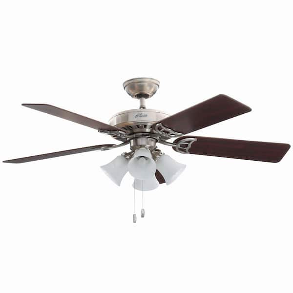 Indoor Brushed Nickel Ceiling Fan, Hunter Ceiling Fan With Light Home Depot