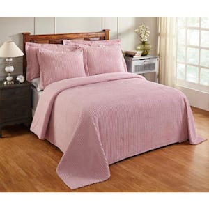 Jullian Collection 2-Piece Pink Twin 100% Cotton Tufted Unique Luxurious Bedspread Set