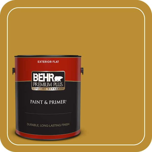 BEHR PREMIUM PLUS 1 gal. #360D-7 Brown Mustard Flat Exterior Paint & Primer