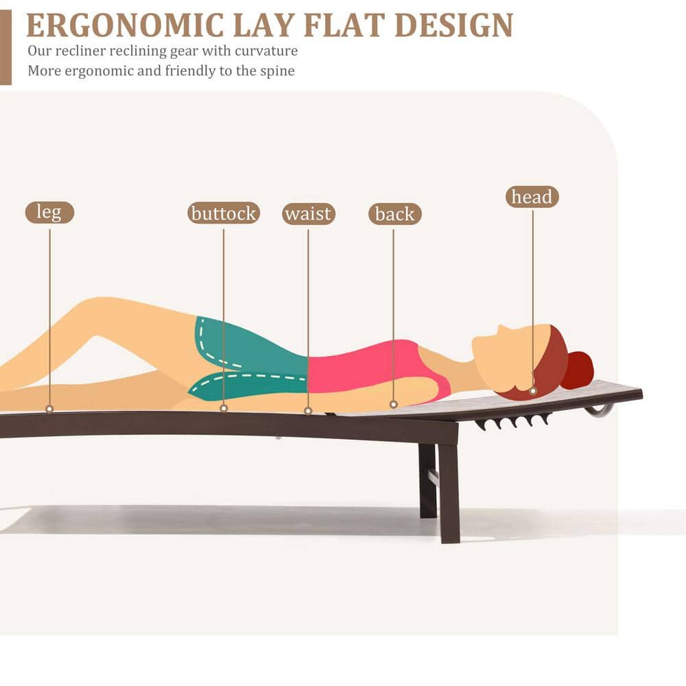 Beige Aluminum Adjustable Outdoor Chaise Lounge with Textilene Fabric