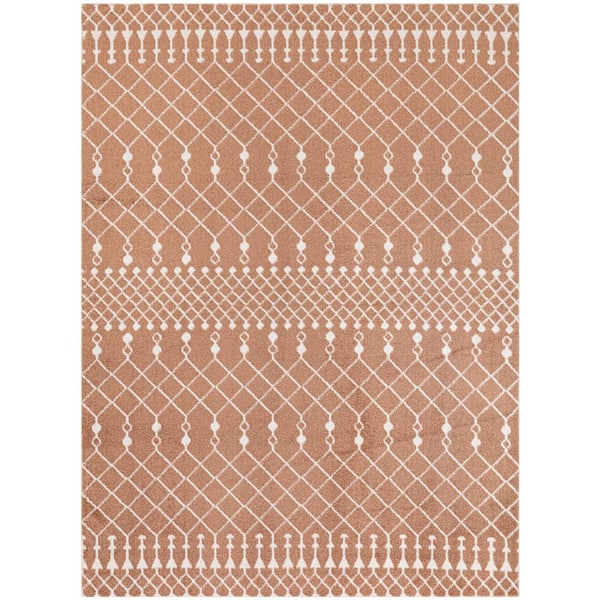 Nourison Astra Machine Washable Copper 4 ft. x 6 ft. Moroccan Transitional Area Rug
