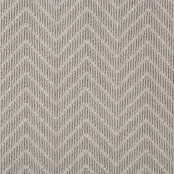 Natural Harmony Merino Herringbone - Alloy - Gray 12 ft. 36 oz. Wool Pattern Installed Carpet