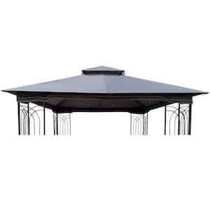 10 ft. x 10 ft. Patio Double Roof Gazebo Replacement Canopy, Top Fabric Only, Gray