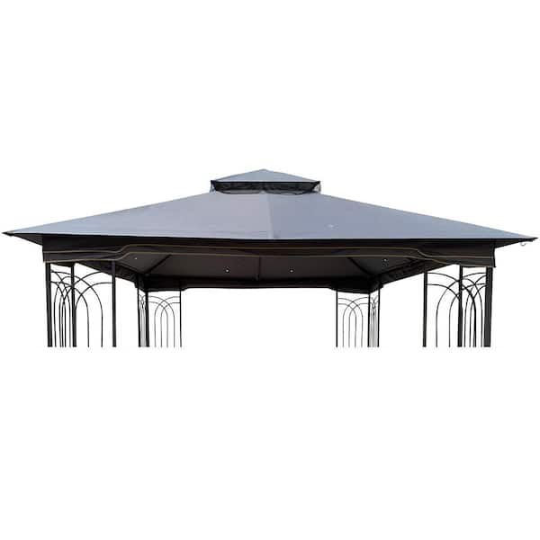 10 ft. x 10 ft. Patio Double Roof Gazebo Replacement Canopy, Top Fabric Only, Gray