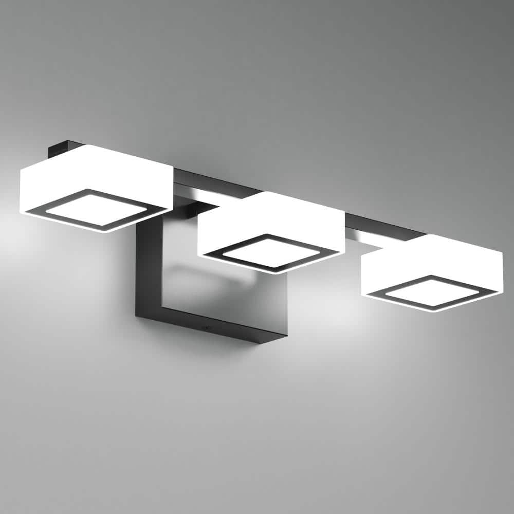 " 18 in. 3-Light Matte Black LED Bathroom Vanity Light with Acrylic Lampshade and 5CCT Adjustable Switch" price history on PriceWatchPro