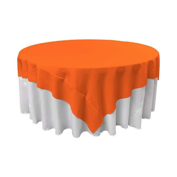 72 in. x 72 in. Orange Polyester Poplin Square Tablecloth