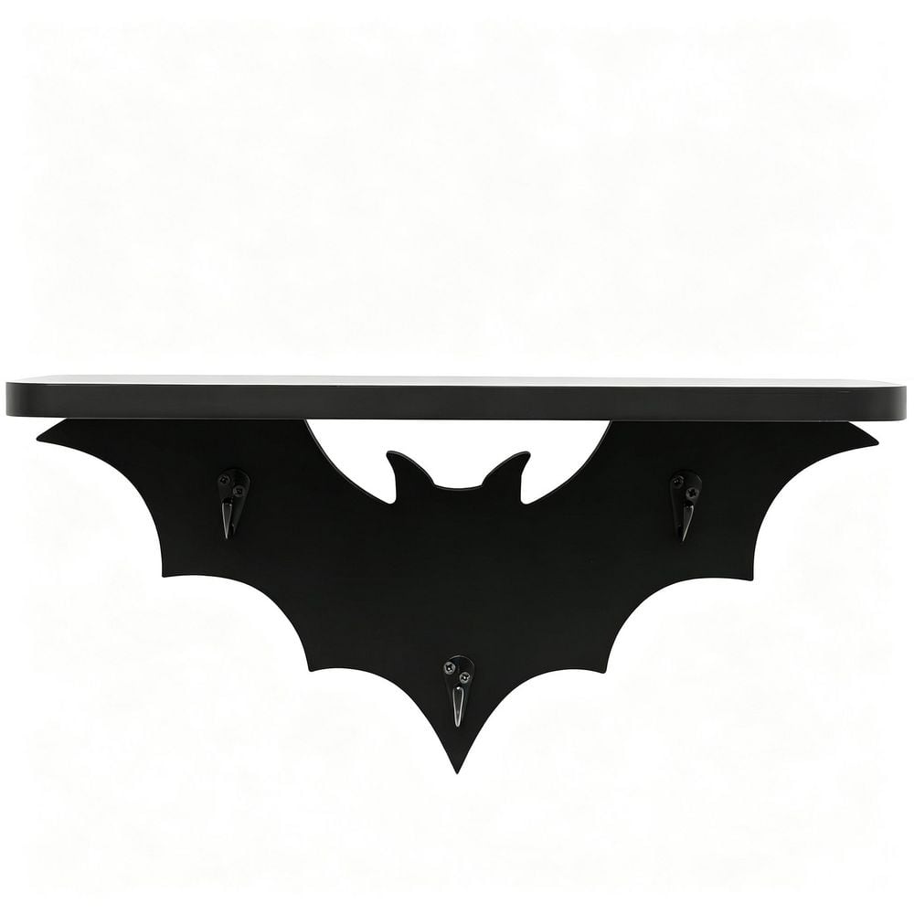 Bat Shaped Wall Mounted Floating Shelf with Hooks for Gothic Halloween Home Decor, 1-Piece Bath Accessory Set in Black price history on PriceWatchPro