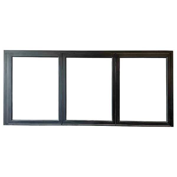 TEZA DOORS Teza Bi-Fold Bi-Fold 96 in. W x 42 in. H Left-Handed Outswing Matte Black Aluminum Tempered Window