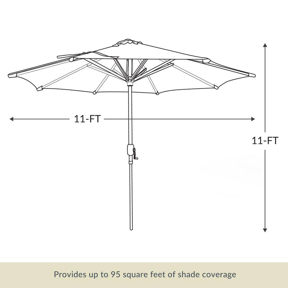 Calypso II 11-ft Champagne Market Umbrella with Solar LED Lights