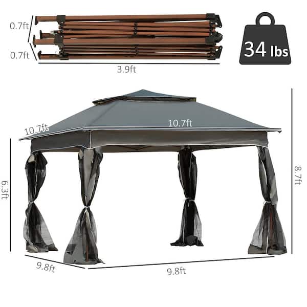 N-Garden　a-2 a-10 a-11 Outsunny 10' x 10' 2 Tier Aluminum Hardtop Patio Gazebo
