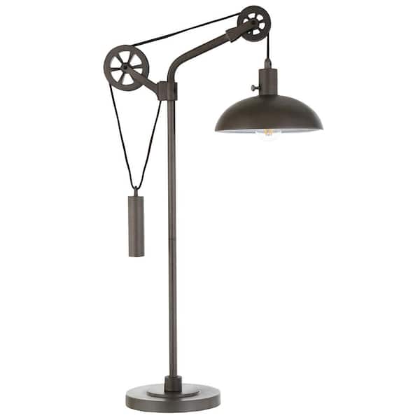 Meyer&Cross Neo 33.5 in. Aged Steel Table Lamp with Spoke Wheel Pulley System