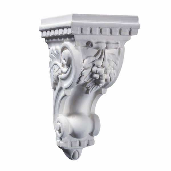 Ornamental Mouldings 5-1/16 in. x 5-11/16 in. x 9-13/16 in. Unfinished White Polyester Resin Grape Corbel