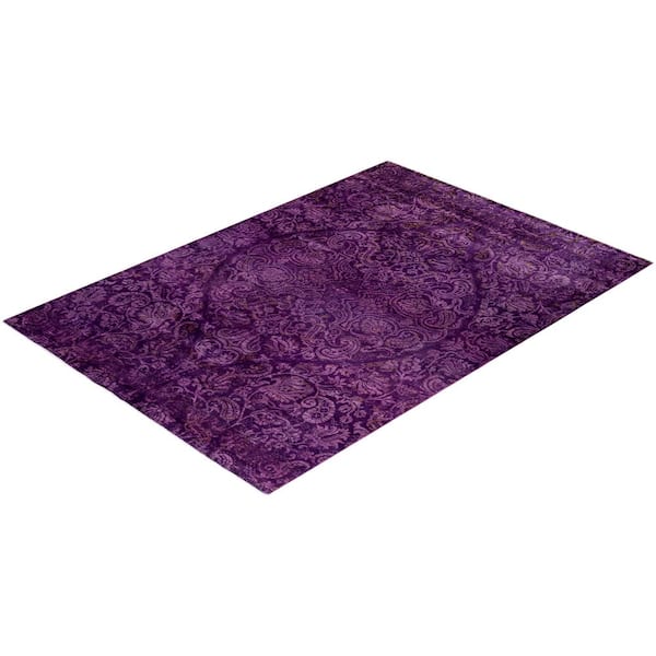 Fine Vibrance Purple 6 ft. x 9 ft. Solid Wool Indoor Area Rug