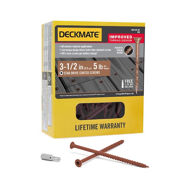 DECKMATE #9 x 3-1/2 in. Red Star-Flat Head Wood Deck Screw 5 lbs.-Box (280-Piece)