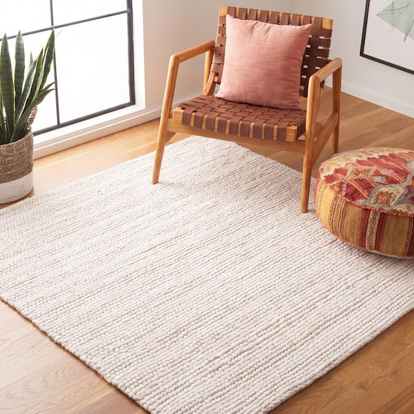 Natura 2 ft. x 2 ft. Ivory Basket Striped Square Area Rug